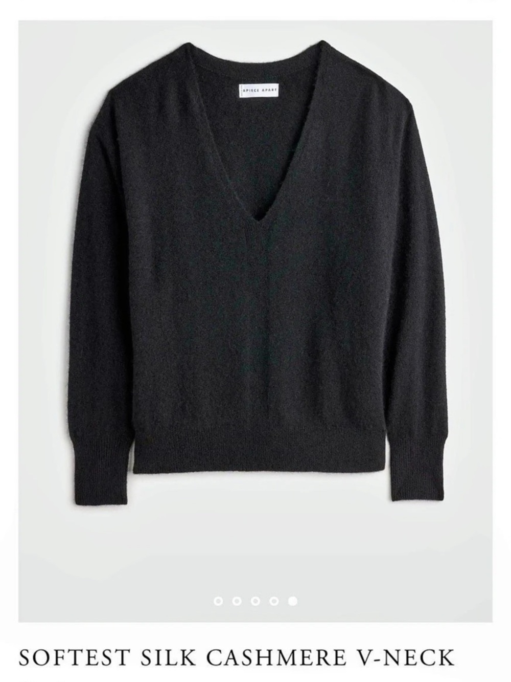 Never worn Apiece Apart Softest Silk Cashmere V-Neck Black Silk Cashmere Sweater